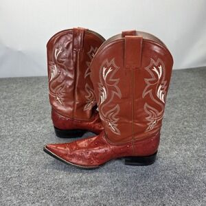 JAR Mexican Leather Cowboy Boots Mens Sz 9.5  Brown Exotic Ostrich Pointed Toe